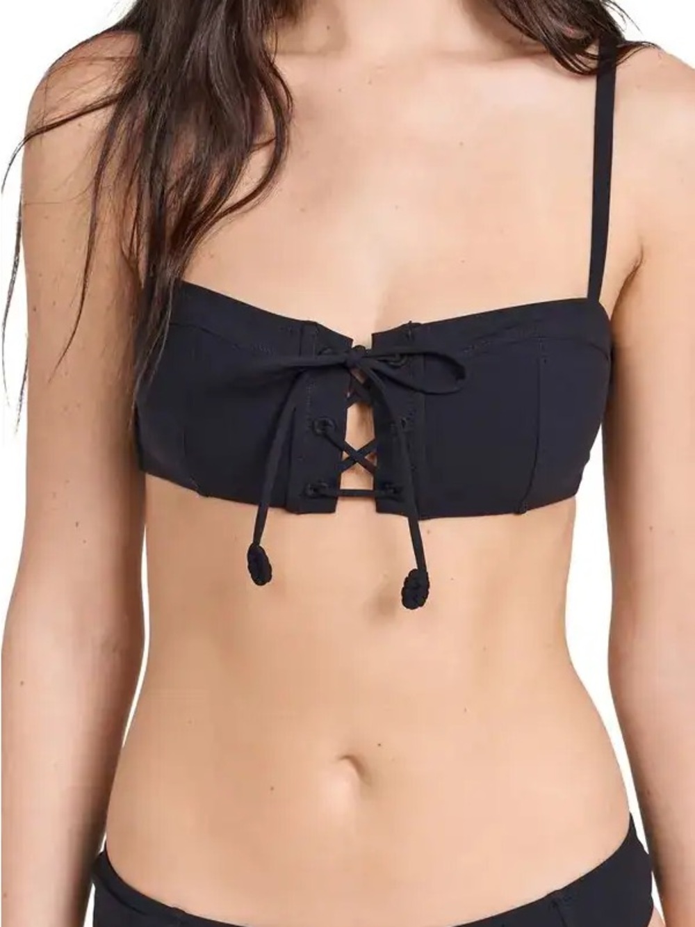 Ulla Johnson Atrani Lace-Up Bikini Top (Noir)